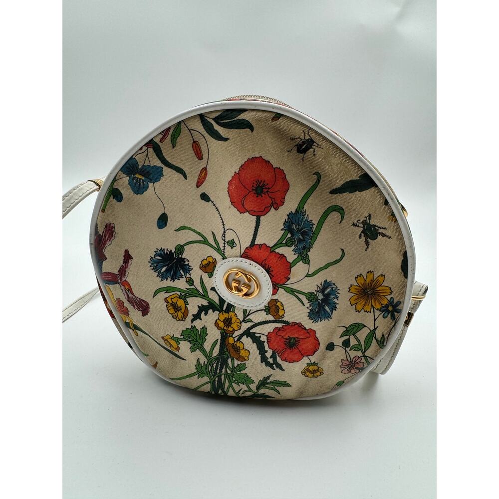 Authentic Vintage Gucci Floral Multicolor Canteen Crossbody Bag